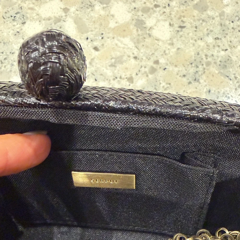 Serpui Mia Flower Bun Clutch - Black and Cream - Adorable!!! - Picture 9 of 10